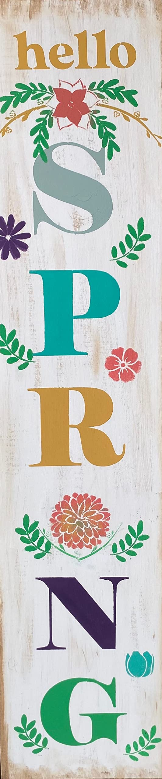 Hello Spring Porch Sign/Distressed Front Door Décor/ Wooden sign / Rustic Home Décor/Rectangular Décor, Farmhouse Décor. Metal Tin Signs & Sayings Home Decor Farmhouse 6x16 in