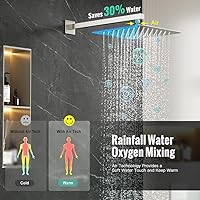 Vista 3 de SR SUN RISE Sistema de ducha cuadrado de metal de 8 pulgadas con boquilla de bañera, juego de grifo de ducha de bañera, cabezal de ducha de lluvia