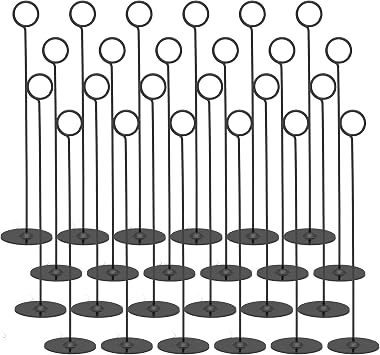 Urban Deco 24PK Table Number Holders Place Card Holders 12 Inch Table Card Holders Steel Card Holders for Photos, Food Signs, Memo Notes, Weddings, Restaurants, Birthdays Black 24PK