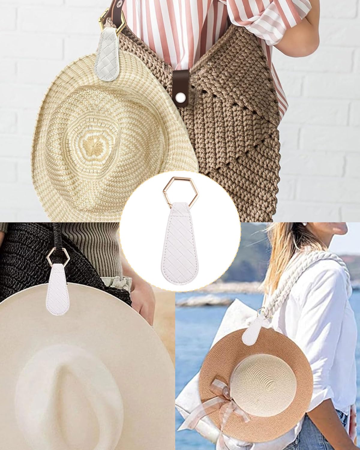 Clip magnético multifuncional para sombrero de viaje – Accesorio para bolso, equipaje, mochila (blanco)