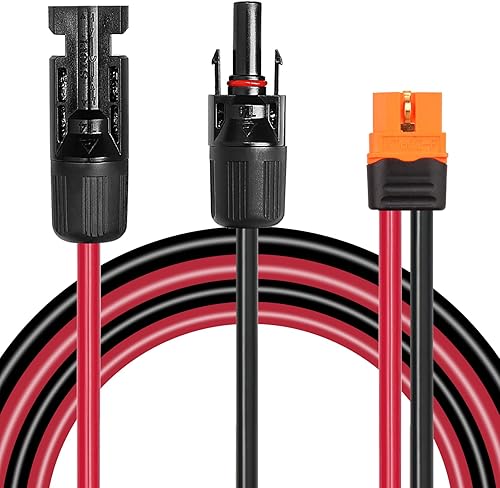 Miniatura 8 de MOOKEERF Cable solar a XT60i 10AWG - 2 piezas de panel solar de 3 pies a conector adaptador XT60i XT60i Cable de extensión para generador solar