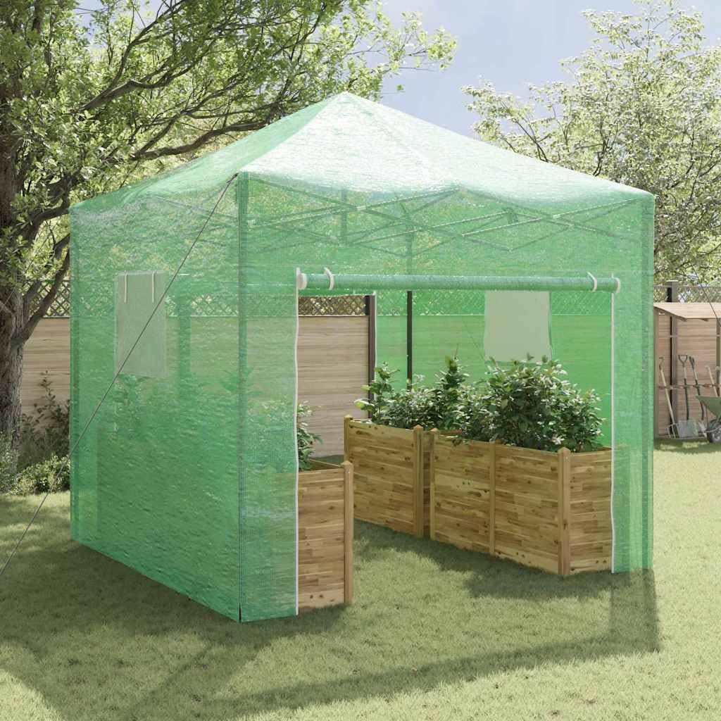 Invernadero con marco emergente verde 290 x 290 x 315 cm de hierro resistente a la intemperie para jardín, balcón o terraza, invernadero robusto con ventana, cubierta y estructura estable