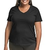 Women's Just Plus Size Cotton Jersey T-Shirt, Short Sleeve V-Neck Tee