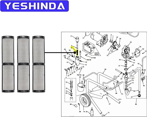Miniatura 3 de 10 piezas 246384 60 malla Airless pulverizador de pintura bomba colector colector colector compatible con Graco 390 395 490 495 595 pulverizador de