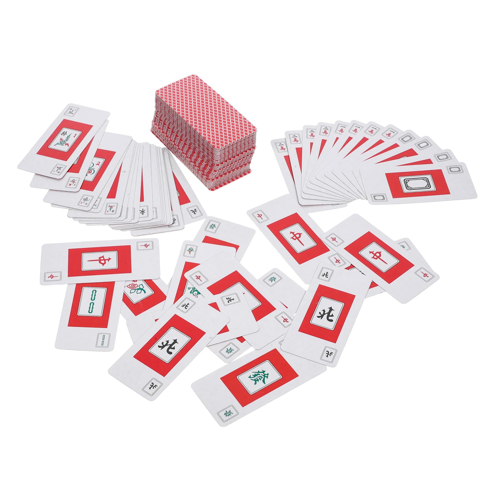 Hemoton 2 Sets Portable Mahjong Cards for Travel Camping Parties Mahjong Card Kit with Dice Present for Friends Family
