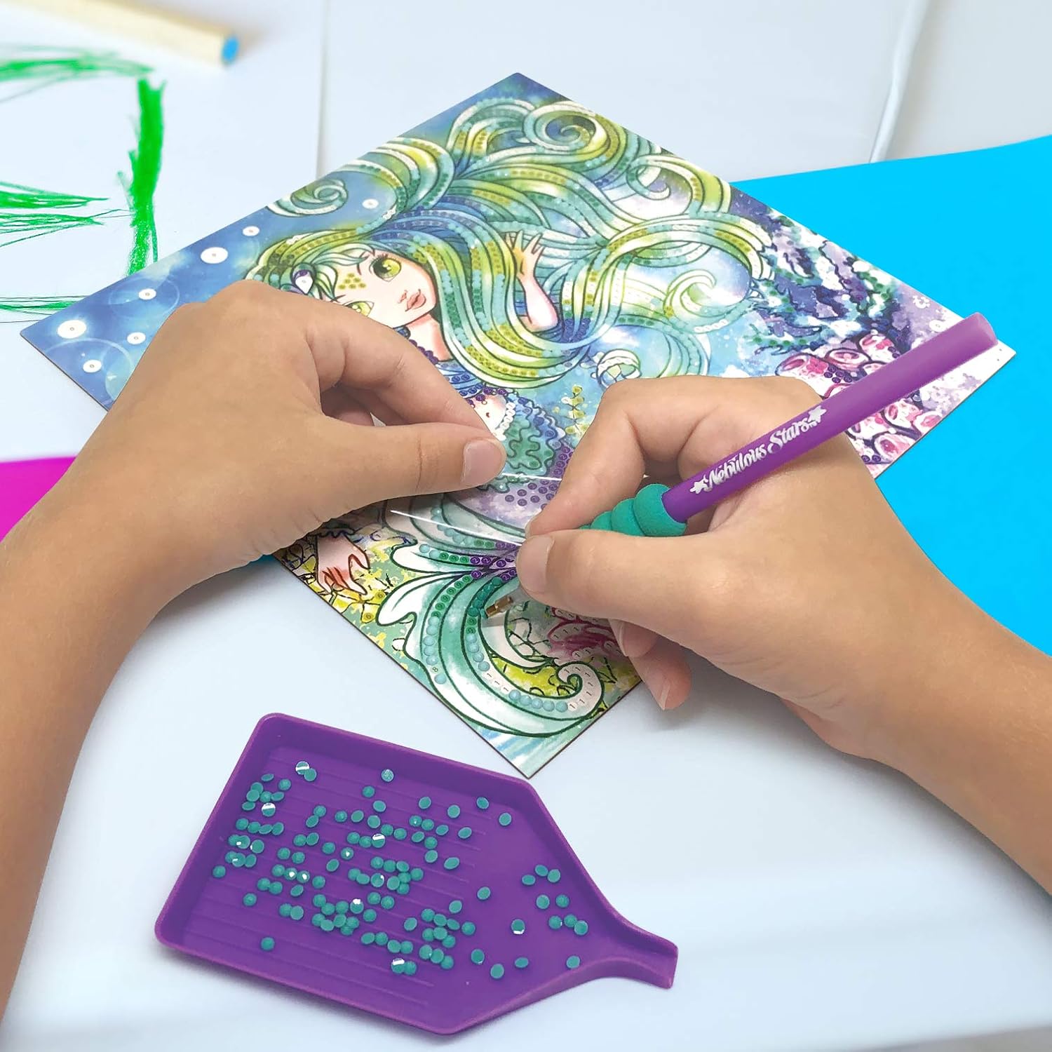 Nebulous Stars Dazzle by Number Diamond Art Painting Kit - Diamond by Number - Craft for Kids and Teens (Water)