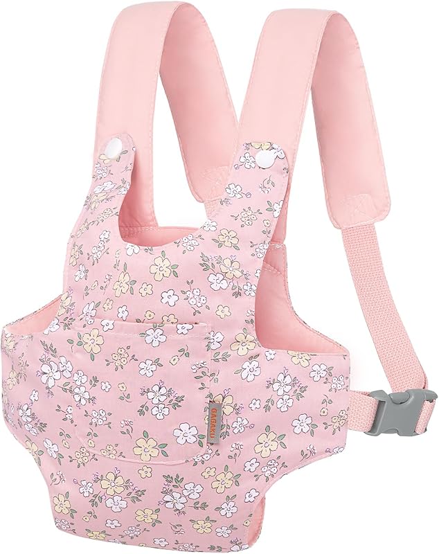 GAGAKU Transportador de muñecas para niños pequeños, portabebés para muñecas, Accesorios, portabebés para niñas pequeñas, Color Rosa (Flores de Pera)