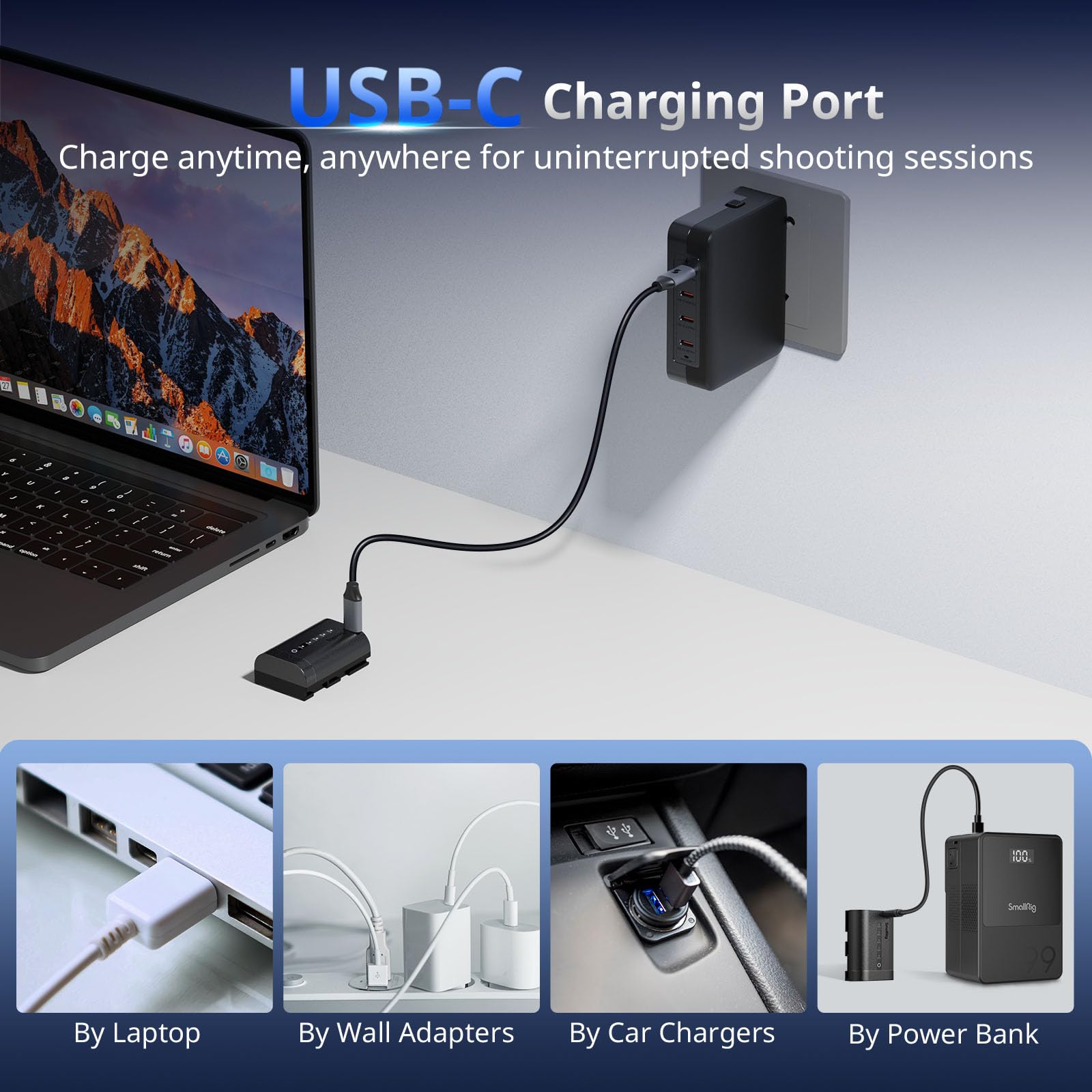 SMALLRIG LP-E6P Kamera-Akku für Canon, 2520mAh USB-C Akku mit LED-Anzeige, 2,5 Stunden Schnellladung, vollständig dekodiert für Canon R6 Mark III/II, R5 Mark II/III, 5D Mark II/III/IV, R5, R5C - 5298
