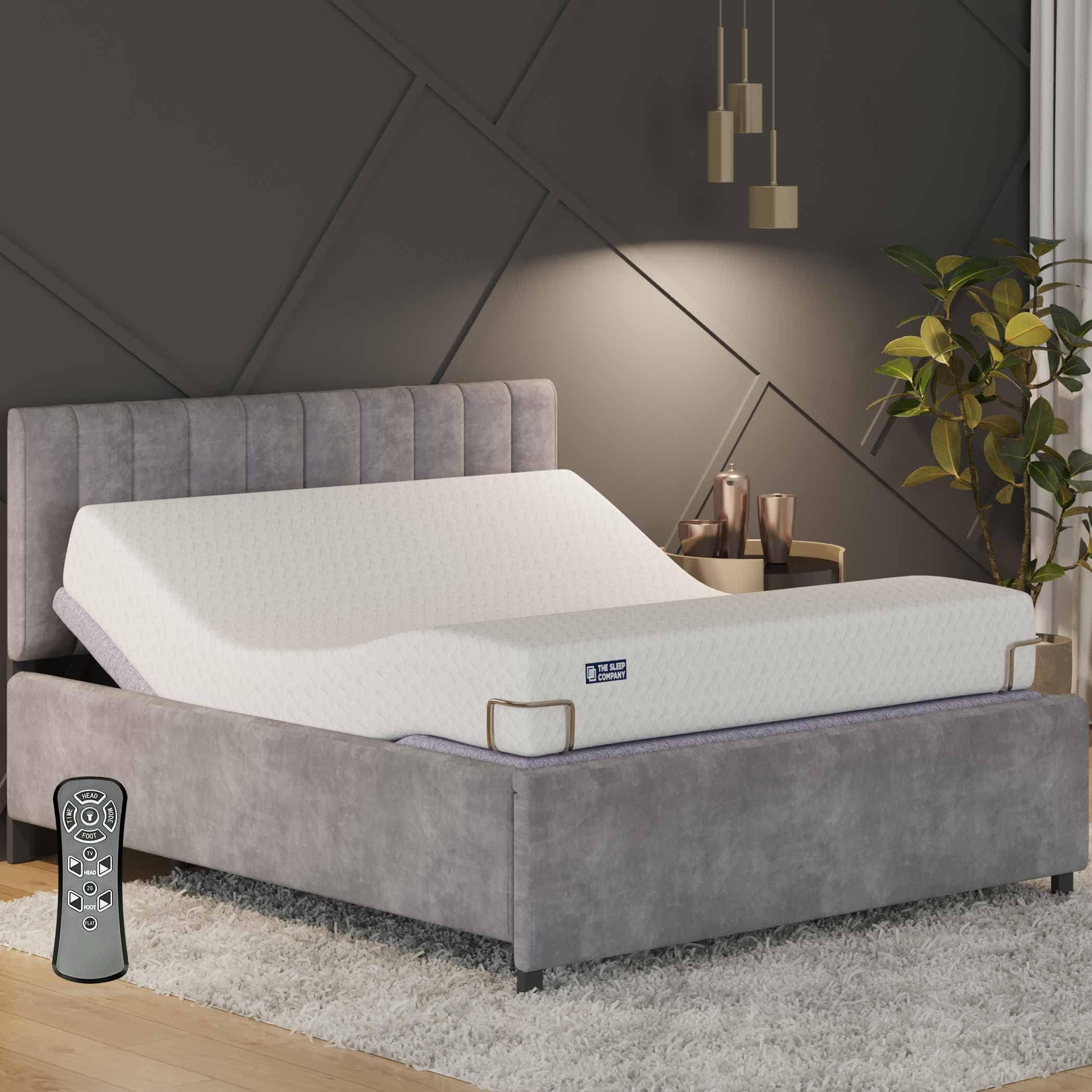 The Sleep Company Elev8 Smart Recliner Bed | Bed Base | Premium Smart Adjustable Bed | In-Built Massage Mode & Zero Gravity Sleep Mode | Queen Size