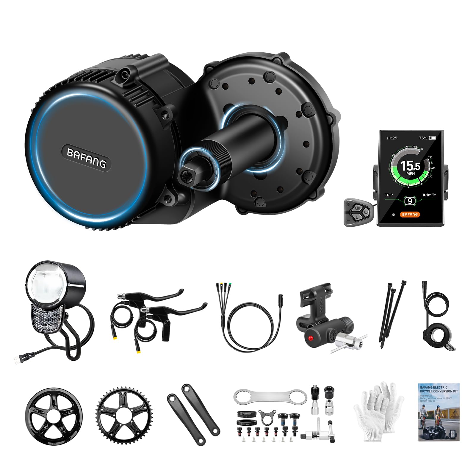 BAFANG E-Bike Mittelmotor mit Akku & Display 36V/48V 25OW/5OOW/75OW/1OOOW