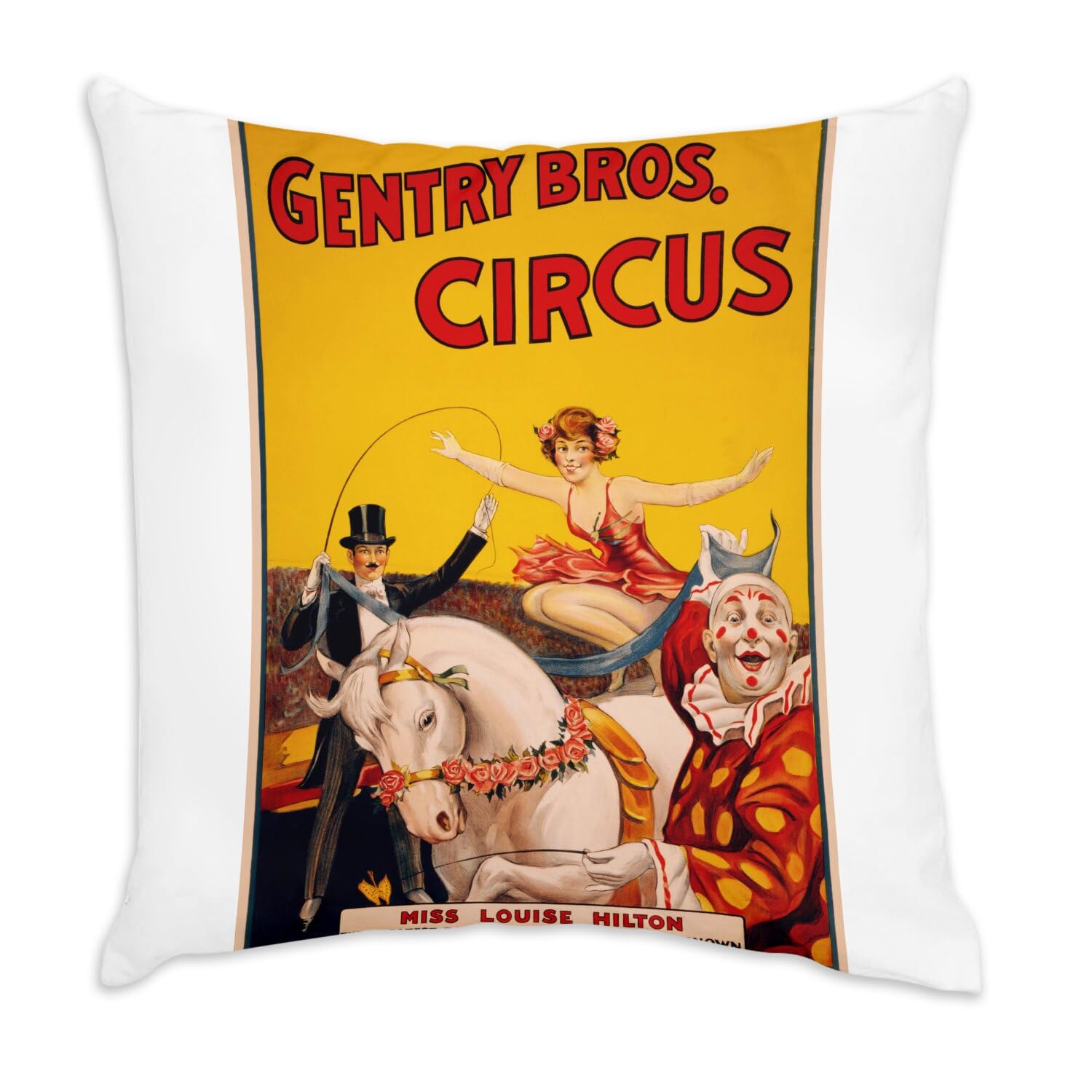 Coussin de Salon en Velours Imprimé Cirque Vintage pour Canapé et Fauteuil Cosy