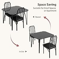 Vista 3 de GAOMON Juego de mesa de comedor para 2, mesa de cocina con parte superior de vidrio y sillas tapizadas para 2, juego de mesa de comedor de 3 piezas