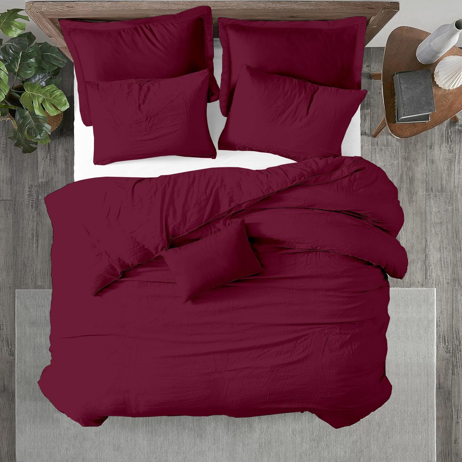 Kotton Culture 1 Pc Twin XL/Twin Duvet Cover Only-100% Egyptian Cotton Sateen 600 Thread Count Ultra Soft Premium Durable Comforter Cover Zipper Closure & Corner Ties - (Red Burgundy, 68" X 90")