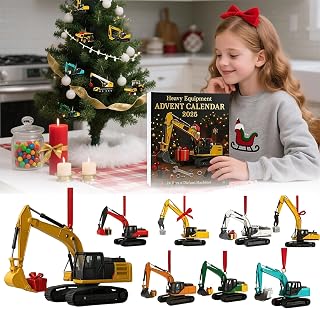 Heavy Equipment Advent Calendar – 24 Mini Die-Cast Construction Vehicles, Countdown To Christmas With Excavator Ornaments, ideal For Collectors And Builders, For Boys Girls