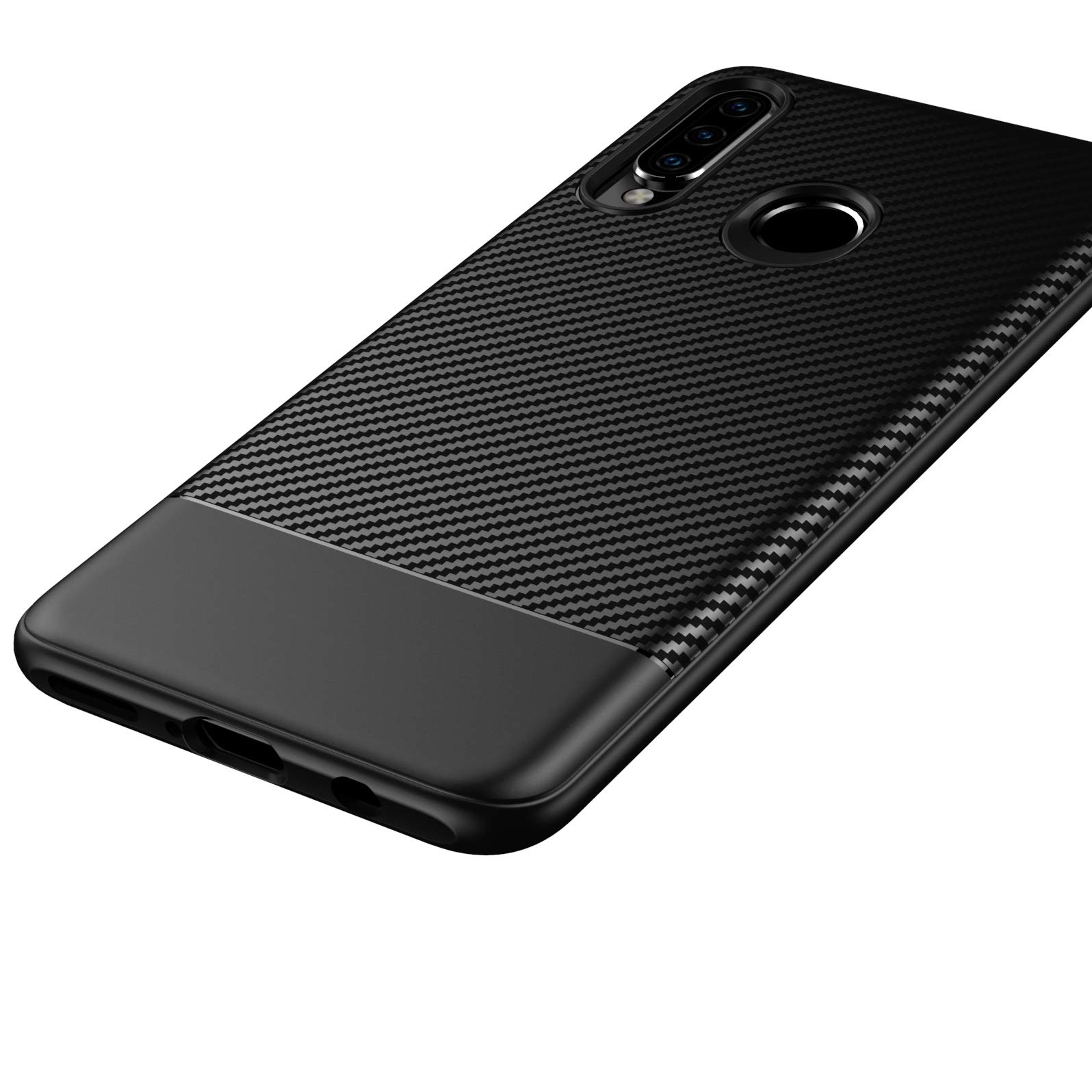 Avana Custodia In Carbonio Per Huawei P30 Lite - Silicone TPU Morbida Antigraffio - Nero