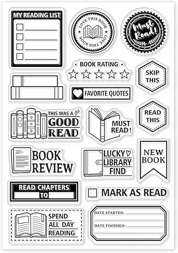 Miniatura 8 de GLOBLELAND Etiqueta de lectura de libros, sellos transparentes, mini etiqueta artística de silicona, sellos de lectura transparentes para bricolaje,