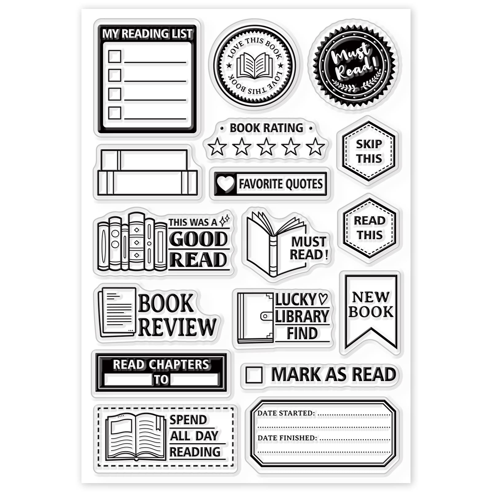 GLOBLELAND Etichette Trasparenti in Silicone per Lettura Libri Scrapbooking Fai Da Te