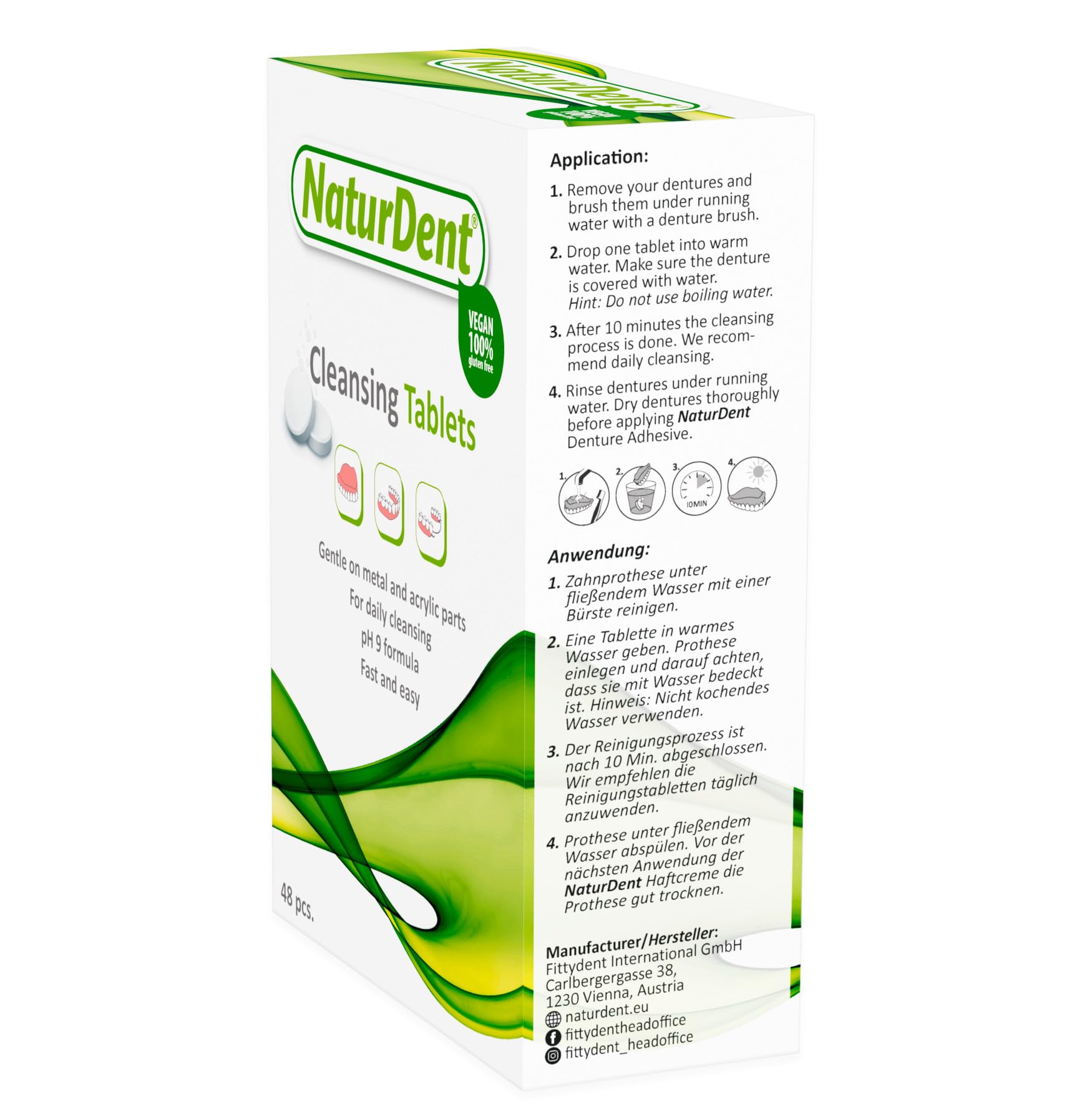 4 pastillas de limpieza NaturDent (48 unidades)