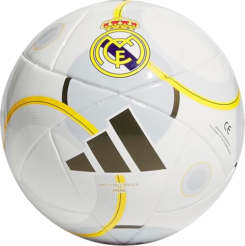 adidas Real Madrid Home - Balón de fútbol unisex para adultos, blancodorado intenso, gris sólido, 1
