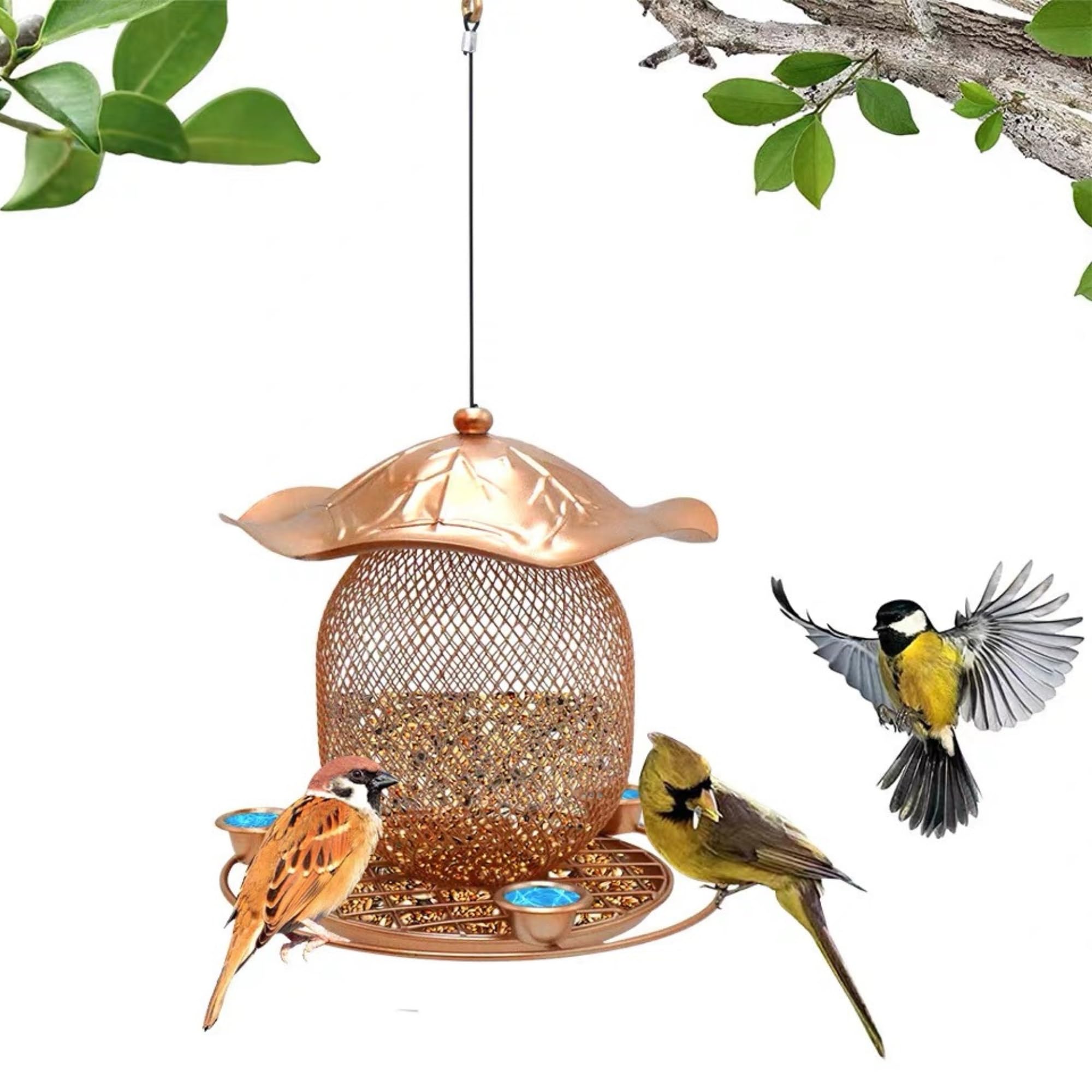 SKUTZTEK Vogelfutterhaus Metall - Wetterfeste Futterstation Mit Dach