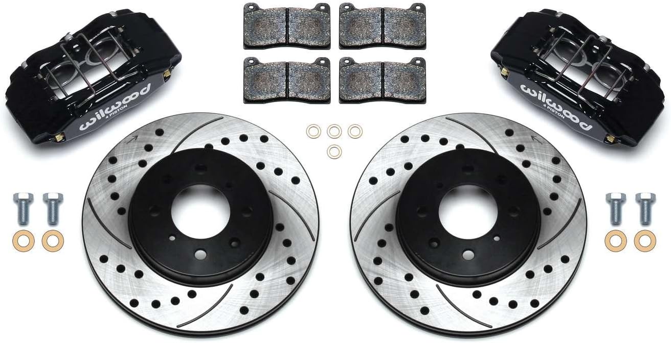 140-12996-D Brake Kit with Drilled Rotors, Black, Front