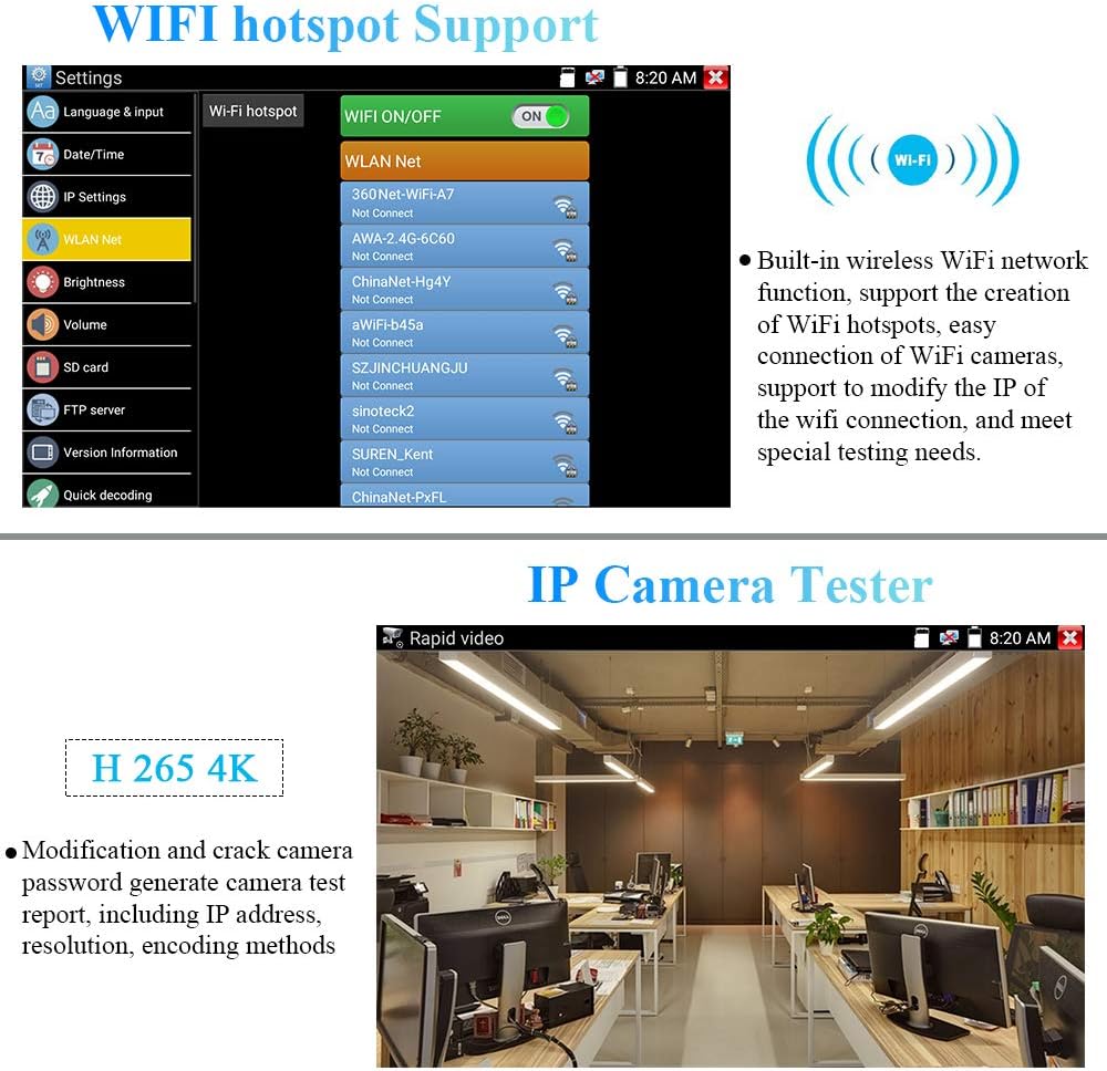 Amazing 🔥 Electop Upgraded 7 inch IPS Touch Screen IP Camera Tester, Support AHD, TVI, CVI & CVBS CCTV Tester Security Analog Tester with PTZ/POE/WIFI/4K H.265/HDMI in&Out/RJ45 TDR/Firmware Hottest Sale Electop Upgraded 7 inch IPS Touch Screen IP Camera Tester, Support AHD, TVI, CVI & CVBS CCTV Tester Security Analog Tester with PTZ/POE/WIFI/4K H.265/HDMI in&Out/RJ45 TDR/Firmware