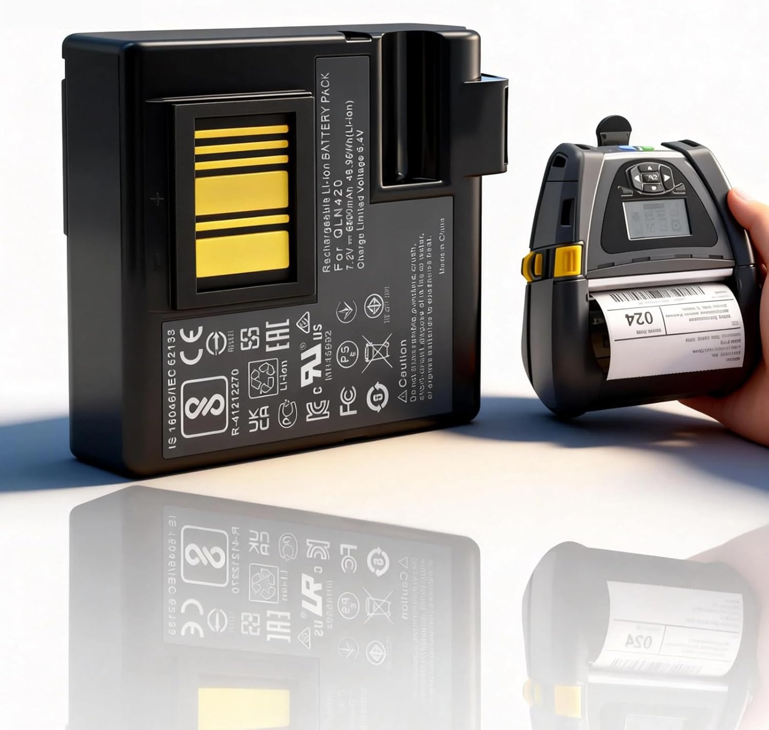 6800mAh Replacement Battery for Zebra QLn420 ZQ630 Thermal Label Printer, Compatible with P1050667-016, BTRY-MPP-68MA1-01, 7.2V 48.96Wh Li-ion Battery, 1 Pack