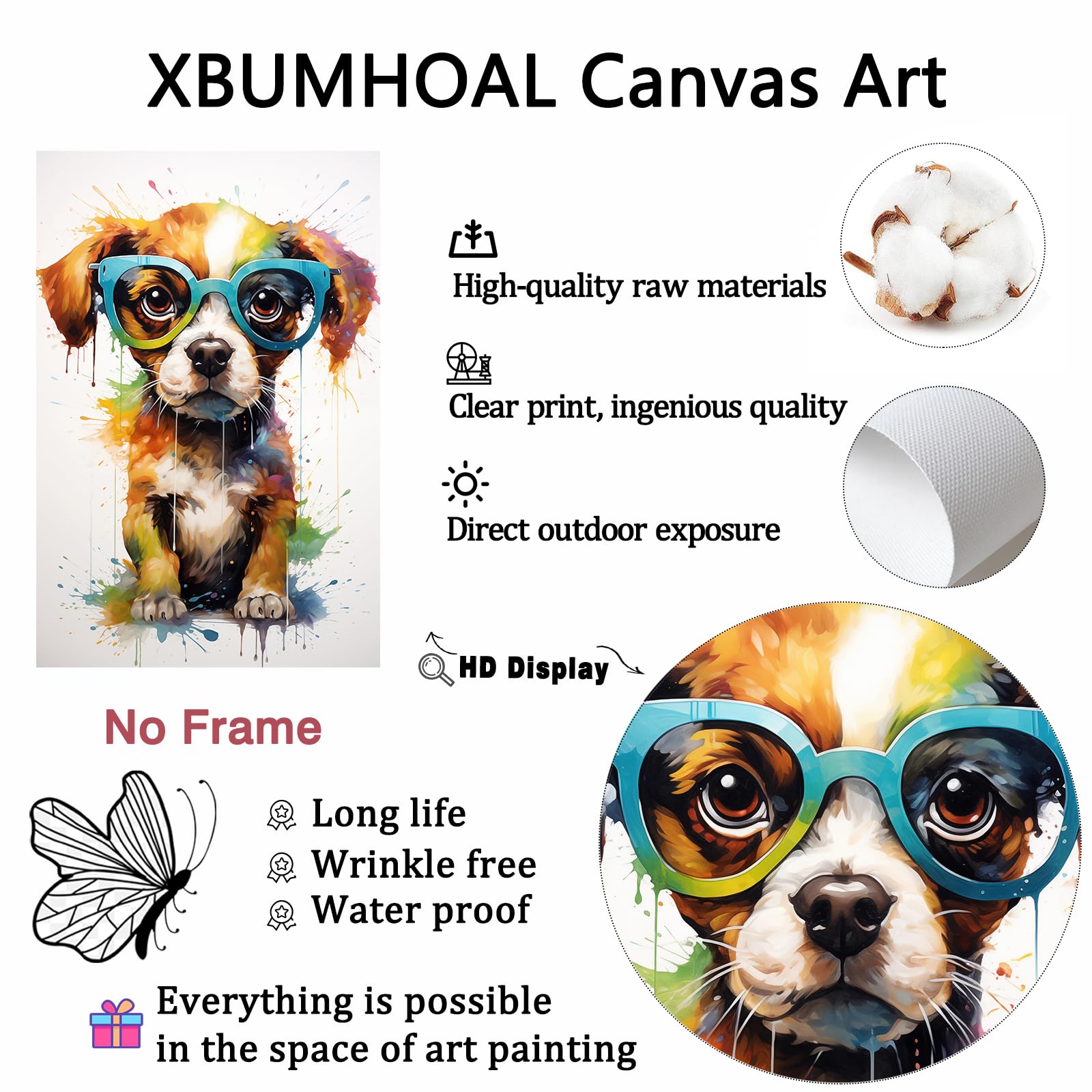 Amazon.co.jp: XBUMHOAL 眼鏡をかけた犬 キャンバスウォールアート
