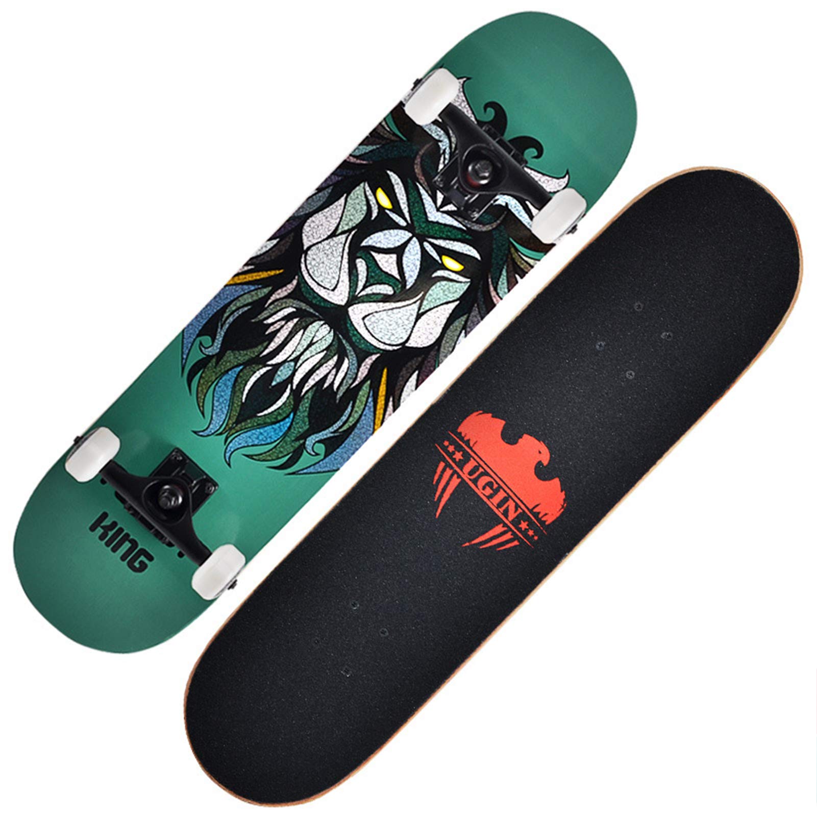 Skateboard Complet pour débutants, Adolescents, Enfants, garçons et Filles, 31" x 8" avec Planche en érable, Cruiser Pro Skateboards Longboards Double Kick Skateboard pour débutants