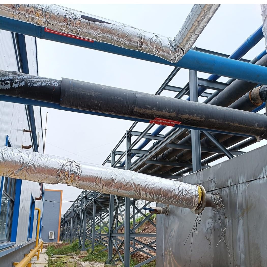 Aislamiento De Tuberías De Estufa, Tubo De Lana De Roca Con Aluminio, Aislamiento Térmico, Prevención De Incendios, Coquilla Aislante De Lana De Fibra De Vidrio(ID114.0mmxT50.0mmxL1.0m)