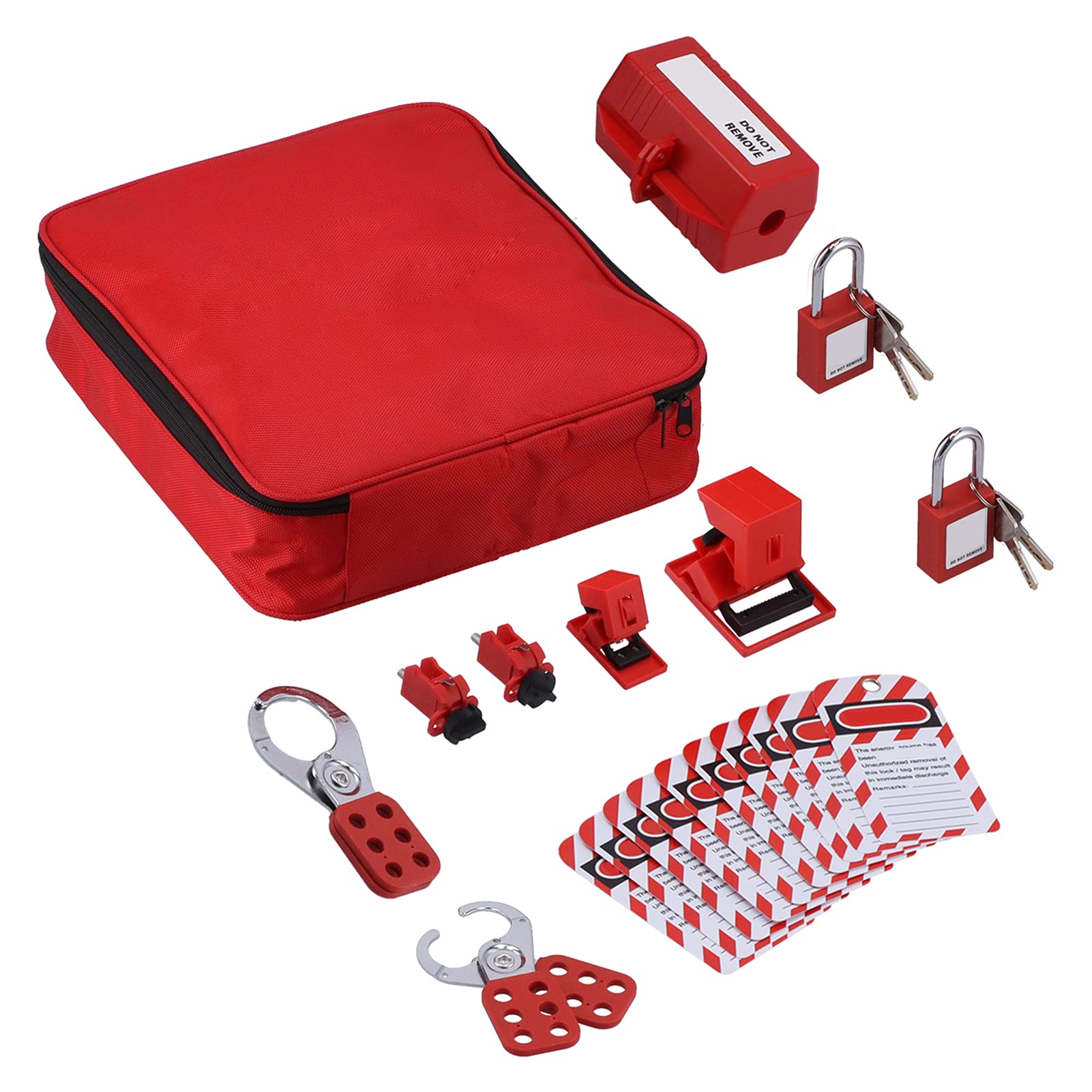 Fabater Bloqueo de Bloqueo de Eléctrico Ajustable Conjunto de Kit de Interruptores de Seguridad de Seguridad para Húspes, para Electricista/técnico, Tela de Nylon/acero/polyster, 2 Candados