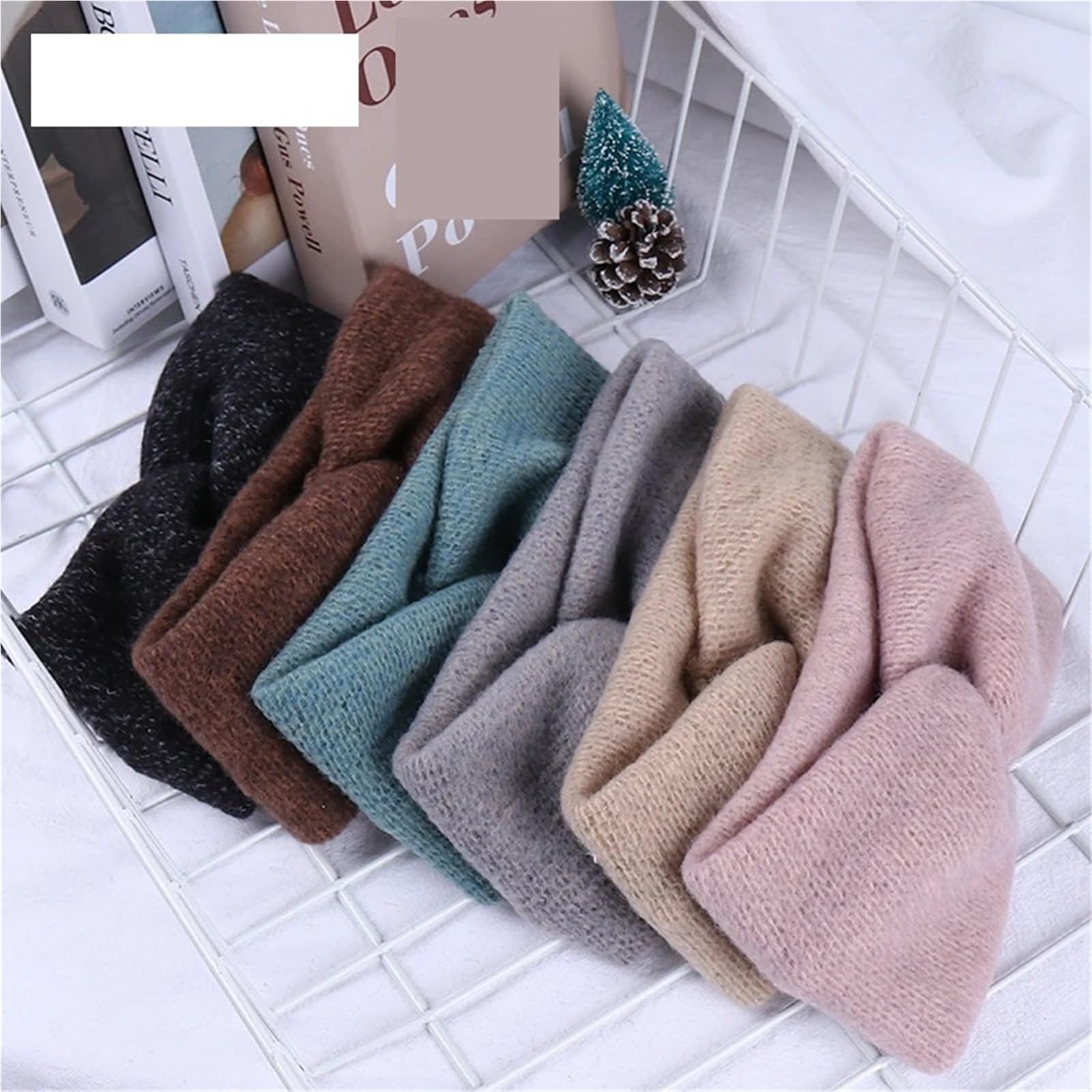 Stirnband 3PCS Winter Breite Stricken Kreuz Stirnband for Frauen Mode Einfarbig Elastische Yoga Turban Verband Bandanas Haarbänder Winter Stirnband(Pink)
