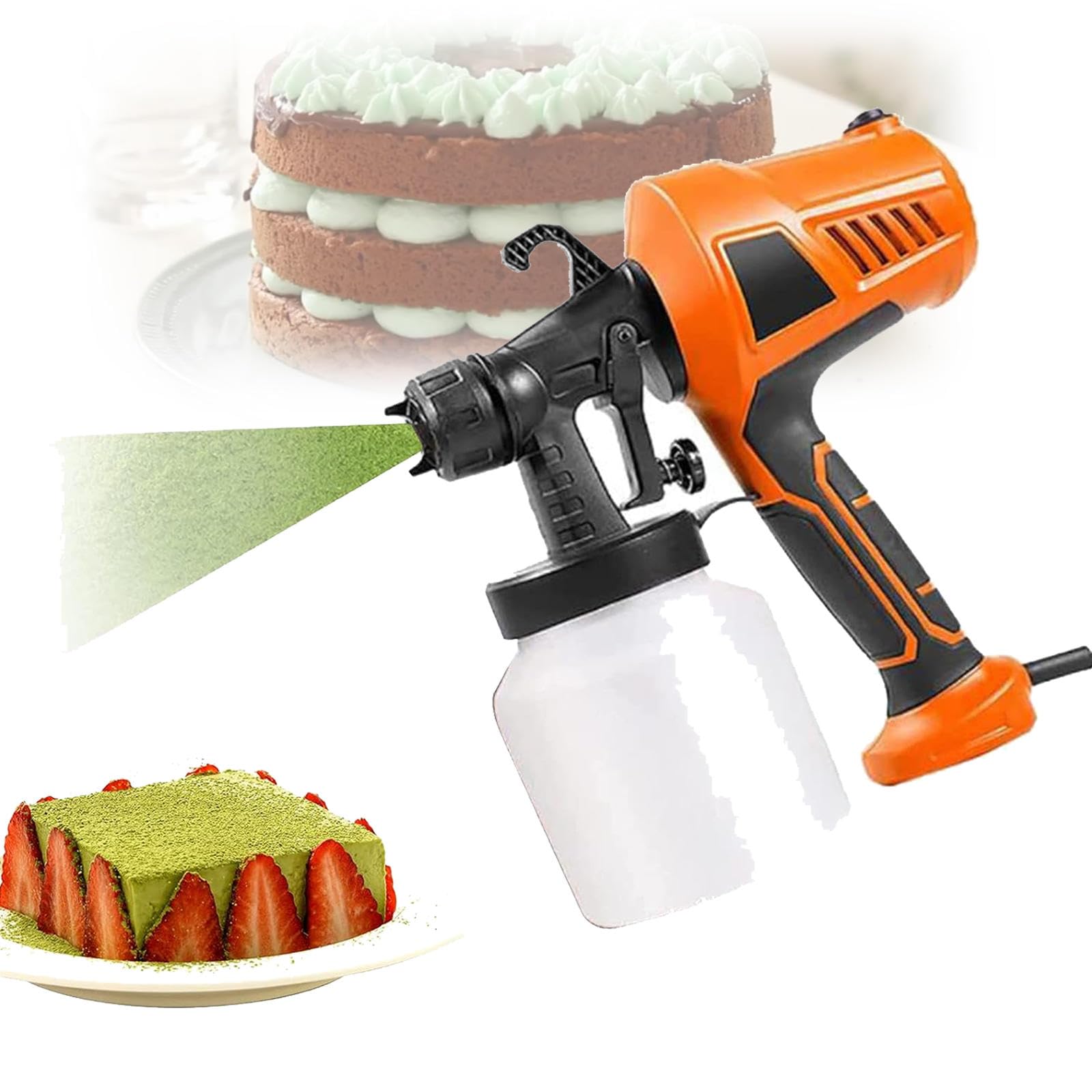 Pistola Pulverizadora de Chocolate, Herramienta de Repostería para Decoración Artesanal con Pistola Pulverizadora de Alta Potencia y Tres Patrones de Pulverización para Hornear Galletas