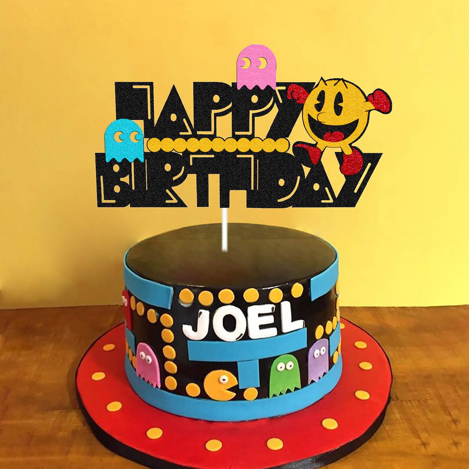 Buy Cake Topper For Pacman 80s Arcade Game Themed Happy Birthday Cake