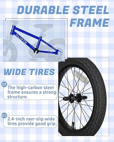 Miniatura 7 de BMX Style 12, 14, 16 pulgadas, ruedas de entrenamiento para niños, bicicleta de 20 pulgadas con soporte para niños y niñas de 2 a 14 años, posavasos