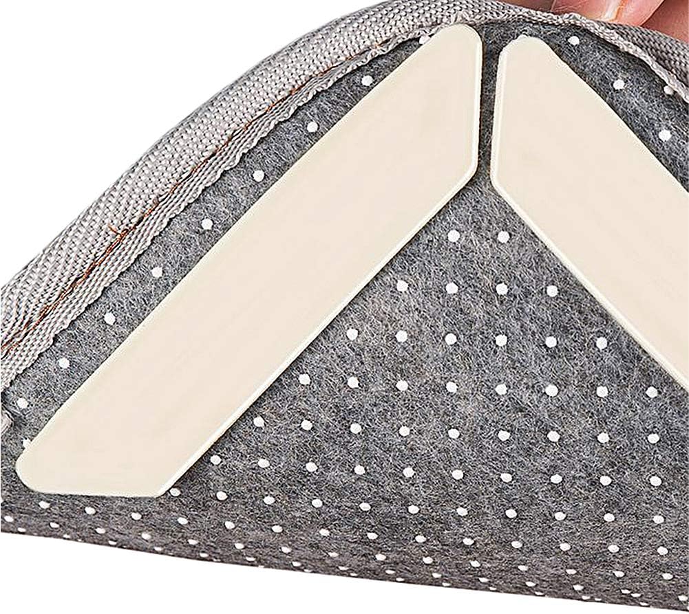 2-Sided Carpet Tape Anti Curl, Slip, Skid Carpet Grippers -That Flatten Corners and Keeps Rugs in Place-Renewable & Reusable Adhesive,Long Lasting,Works On All Floor & Carpets & Stair (8 pcs per Set)