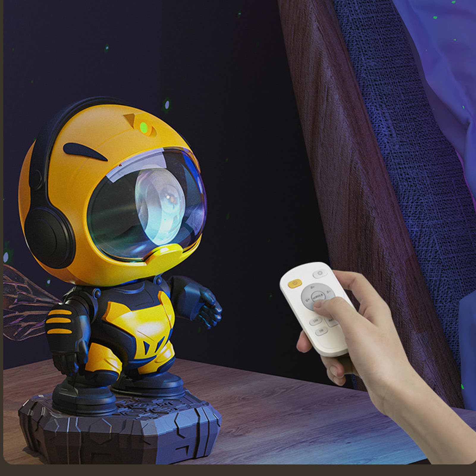 Generic Projektor Little Bee Nebula Lampka Nocna Wielokolorowa Dioda LED z Pilotem do Pokoju Dziecięcego i Romantycznych ustawień Nocnych Plastik 6,57x4,21x8,23 Cala