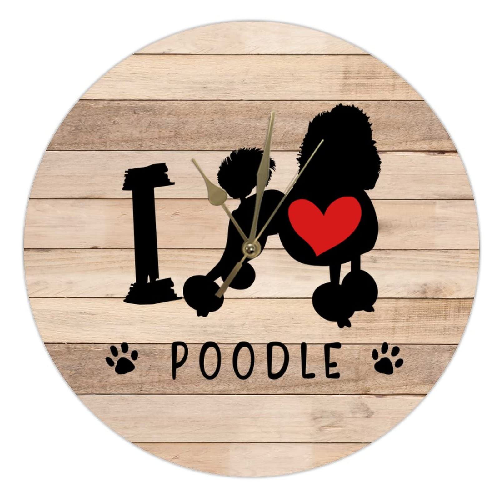 Horloge murale en bois de 38,1 cm déco maison pour cuisine et salon I Love Dog