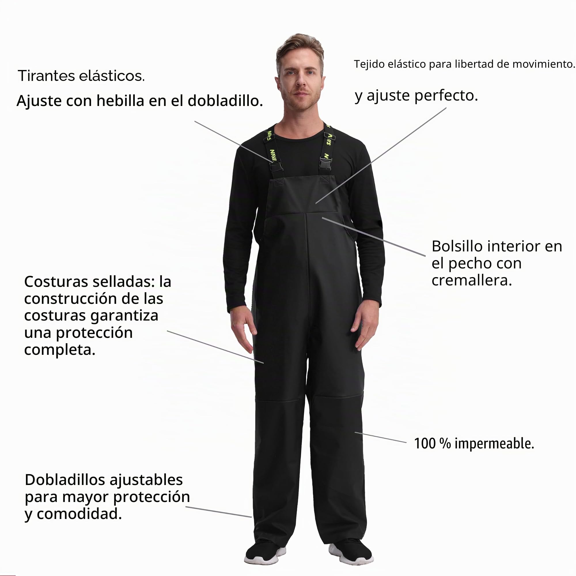 Traje de lluvia hombre PU impermeable bicolor 2 piezas | Chaqueta y pantalón, diseño funcional, material ecológico, acabado resistente para trabajo y uso exterior
