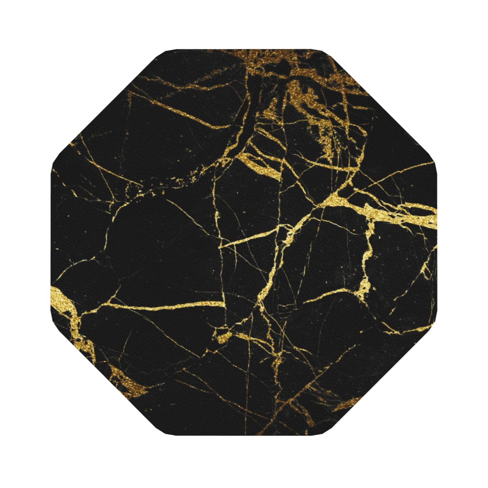 Black marble PU Leather Coasters Set of 6 Octagon Drink Coasters