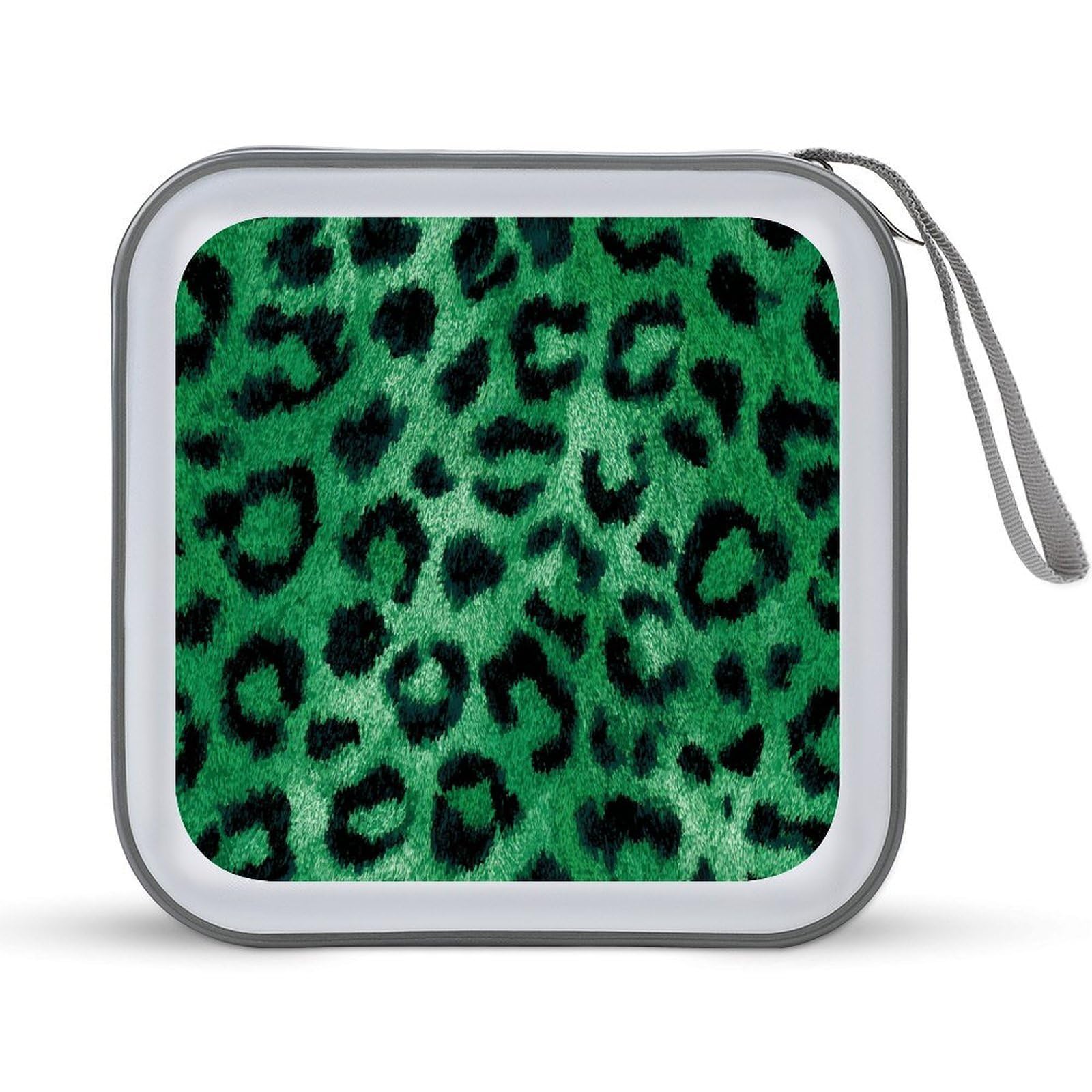 Jubonexis Emerald Green Leopard Print CD Case DVD Storage Case Portable for Car Home Travel