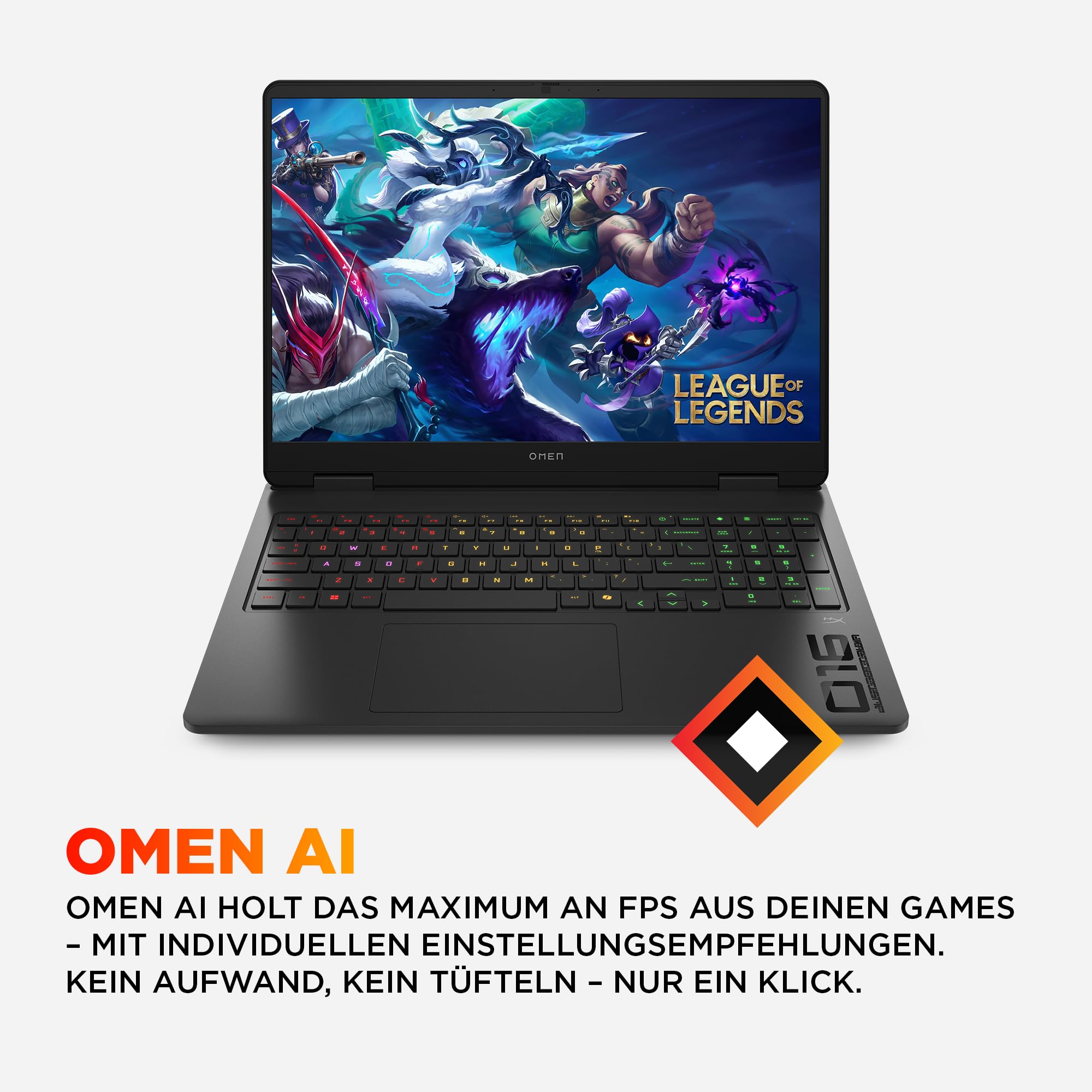 HP Omen Gaming Laptop 16" 2.5K Display Intel Core Ultra 7 32GB RAM 1TB NVIDIA GeForce RTX 5060 Win11 QWERTZ Schwarz