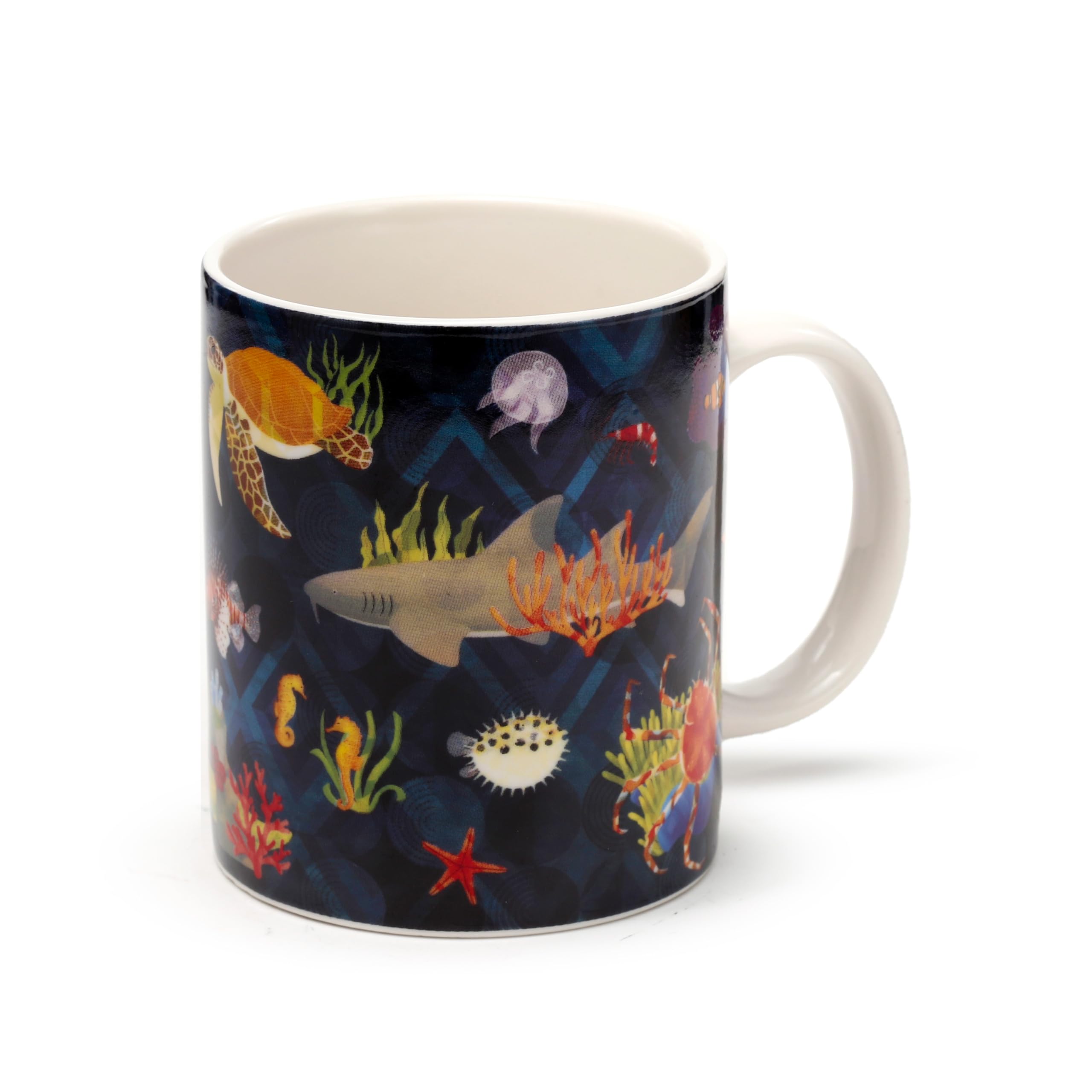 Puckator Men's Multi-Coloured - Multi-Coloured Marine Kingdom Porcelain Mug - Funny Home Accessories - Cute Gifts For Girlfriend - Large Mugs For Wo Hot Drinks - Cute Cups Presents - Secret Santa Gift - Cup Set