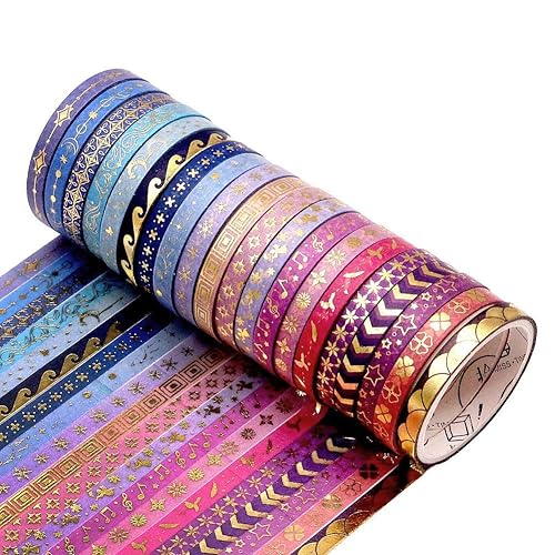AEBORN Cinta washi delgada morada 20 rollos de cinta washi delgada laminada dorada de 0197in bonita cinta washi para diario de viñetas álbum de disponible en Yaxa Colombia