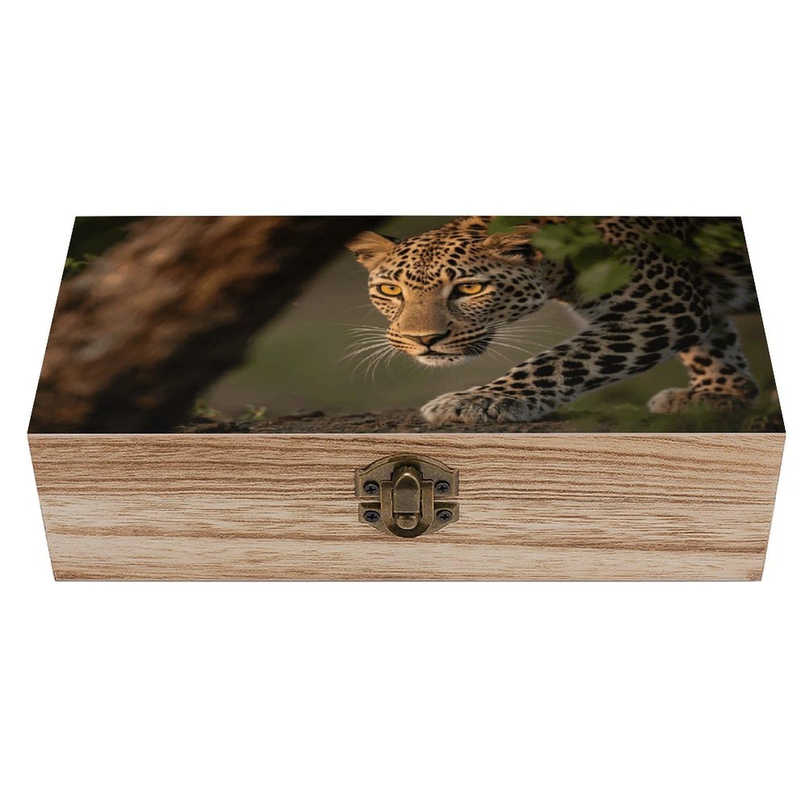 FodPand Decorative Keepsake Box Wooden Storage Boxes with Hinged Lid Handmade Cheetah Wood Organizer Memory Treasure Box for Jewelry Craft Card Photo Storage Wedding Bridal Shower Gifts