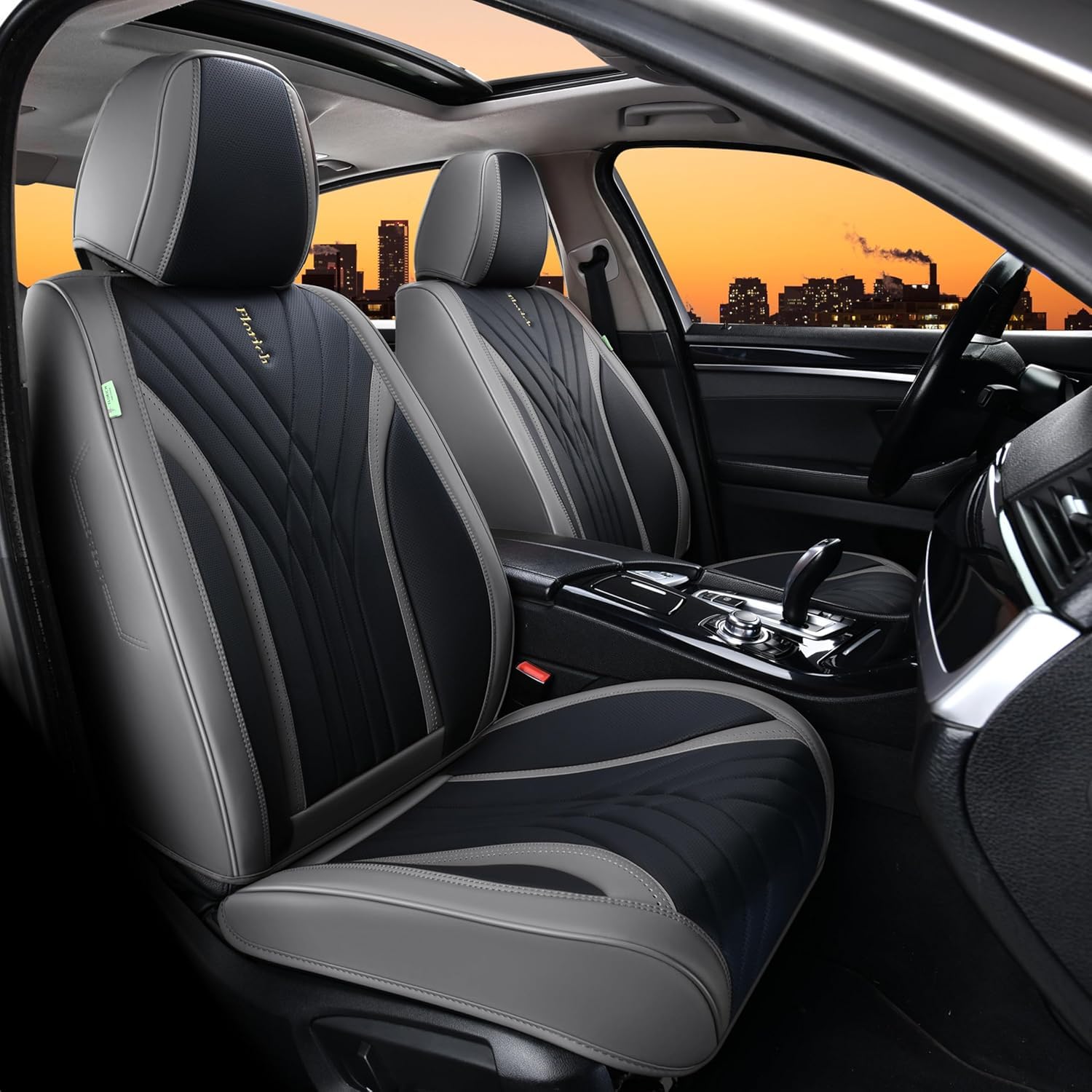 FLORICH Autositzbezüge Set PU Leder Vordersitze und Rückbank, wasserdichte Autositzauflage Universelle Passform für 95% Limousine, SUV, Pickup, Van