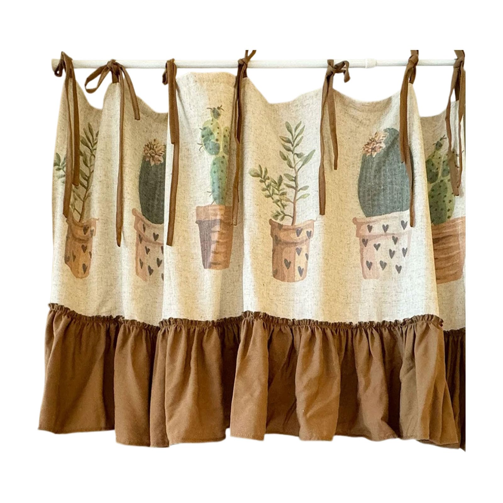 Tsophreniq Farmhouses Cafes Plant Pattern Drapery Soft Fabric Short Curtain Kitchen Door Valance Room Divider for Home Decors Washable Curtain