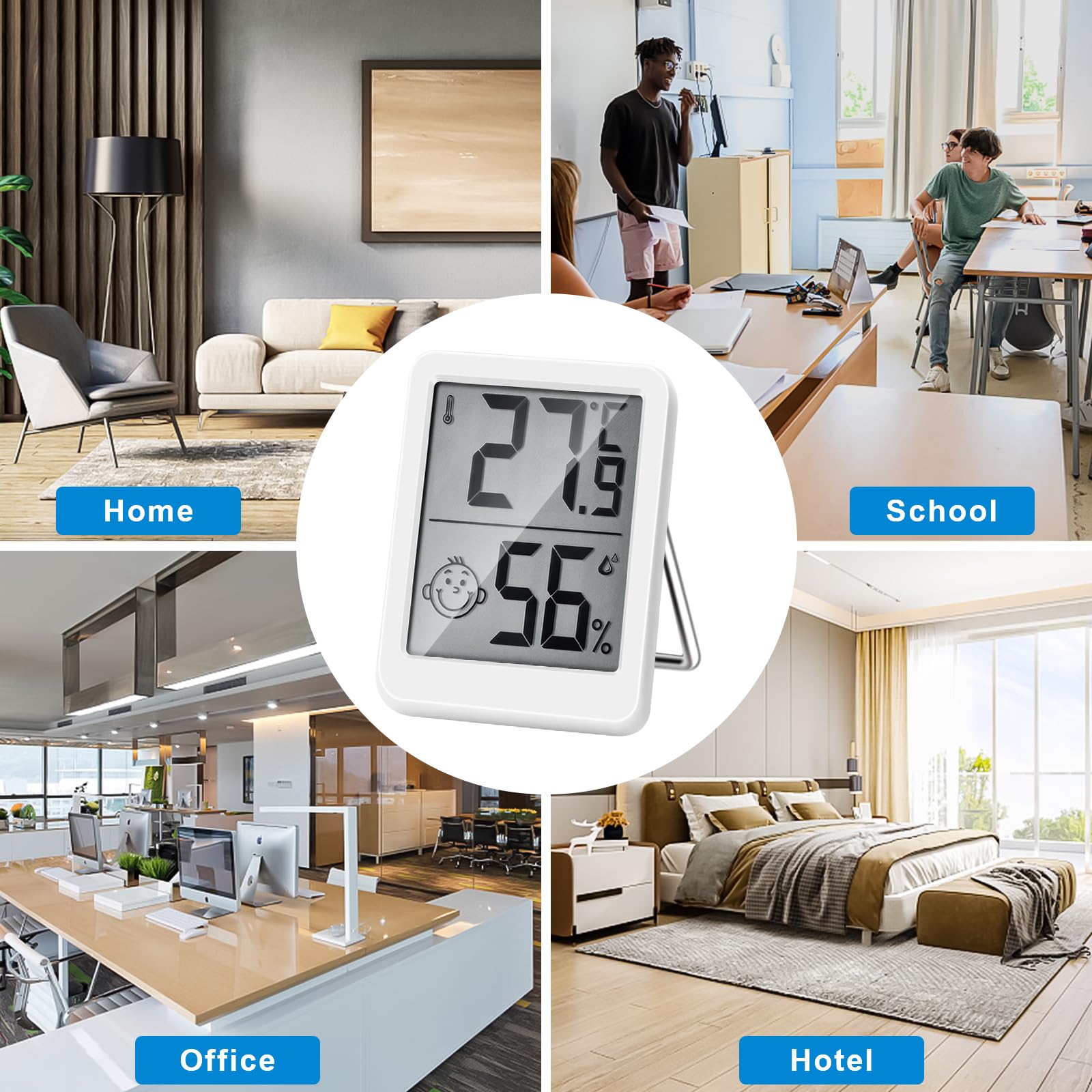 HORJOR Mini Termometro LCD Igrometro Professionale Digitale con Livello di Comfort, Bianco