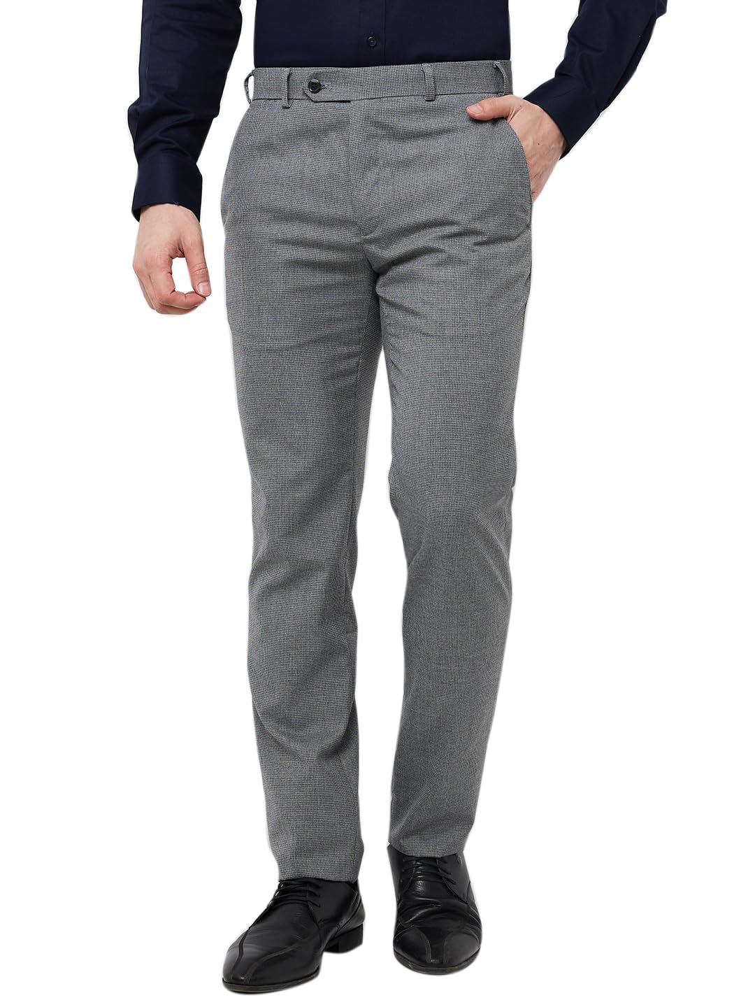 raymond Men Slim Fit Structure Pattern Poly Viscose Blend Flat Front Formal Trouser-picture-46