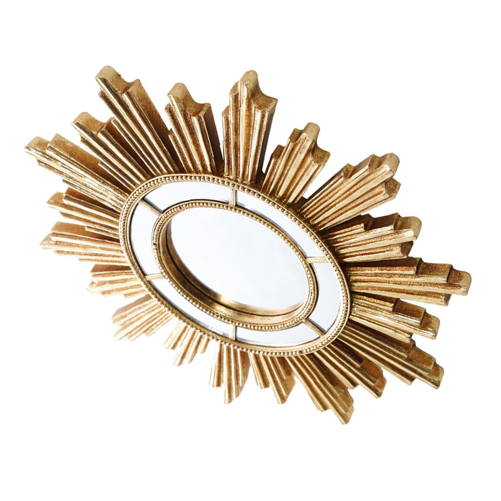 Miroir de maquillage rond en résine style sunbursts pour la tenture murale de vanité